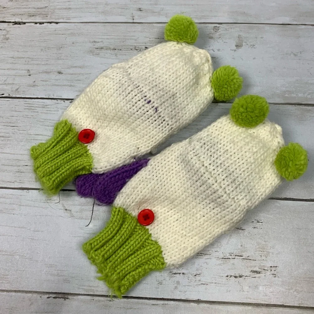 Panda Convertible Fingerless Flip Top Knit Mittens
